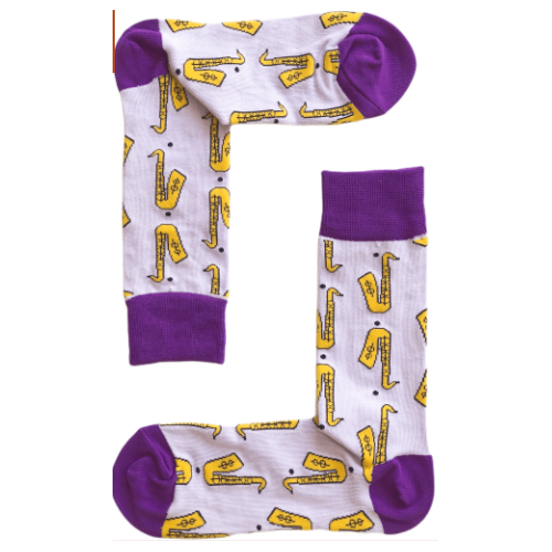Saxophone Socks Lilac Purple Size 3-8, 80% Cotton 20% Polyester/Elastane