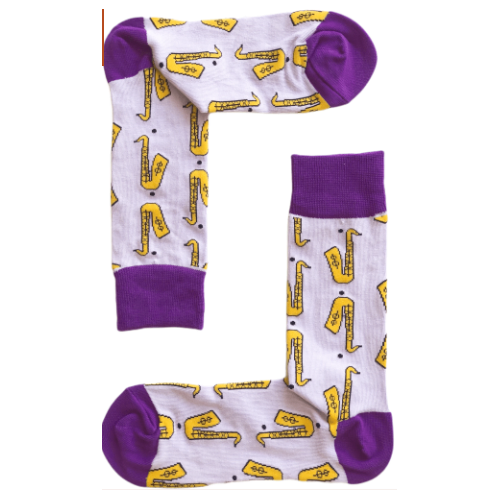 Saxophone Socks Lilac Purple Size 3-8 80% Cotton 20% Polyester/Elastane