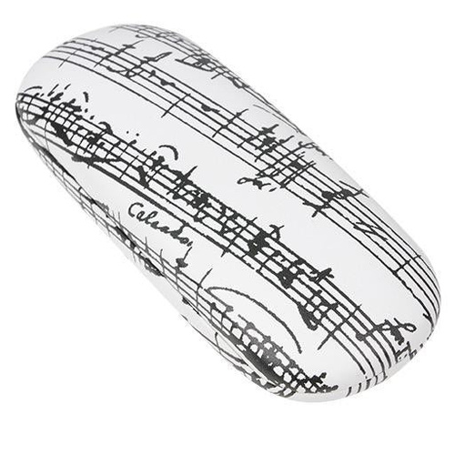 White Glasses Case with Black Manuscript and Microfibre Cloth