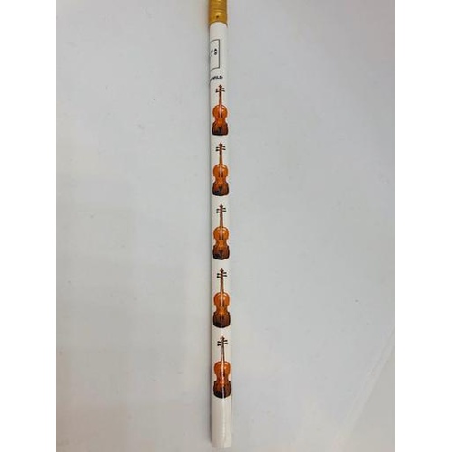 White Pencil with Brown Violins - Music Inspired HB Stationery