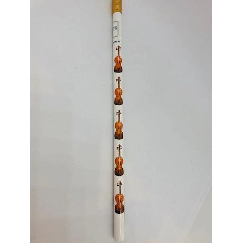 White HB Pencil with Brown Violins Design