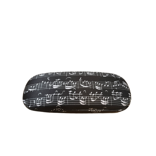 Black Glasses Case with White Manuscript, 16x6x2.5cm, Ideal Gift for Music Lovers