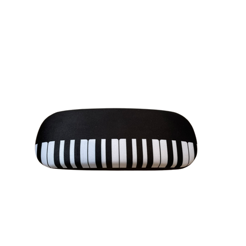 Black Glasses Case with White Keyboard Design, 16x6x2.5cm
