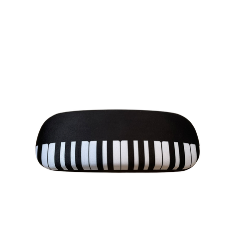 Black Glasses Case with White Keyboard Design, 16x6x2.5cm