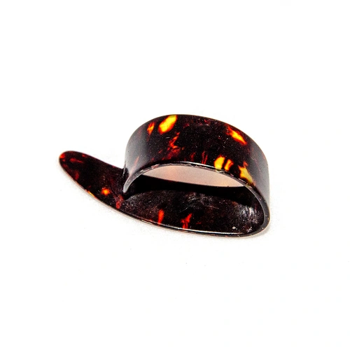 Tortoiseshell Celluloid Long Thumbpick - Black, Made in Germany