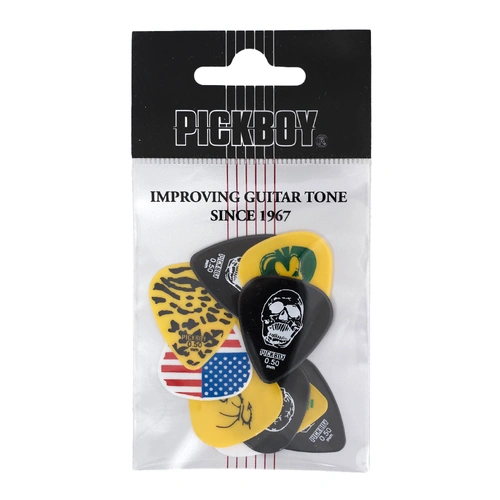 Pickboy Guitar Pick - Design Mix #1, 0.50mm, Pack of 12, Celltex Material, Made in Japan
