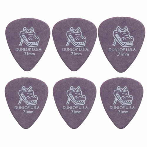 6 x Dunlop Gator Grip 0.71MM Gauge Guitar Picks Purple