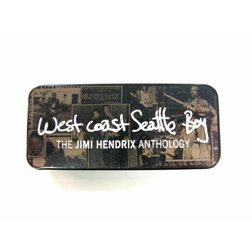 Jimi Hendrix Pick Tin Dunlop Jsa28 Poly Picks Imprinted with 6 Hendrix Images