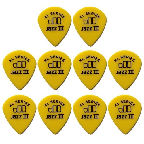 10 x Jim Dunlop Tortex Jazz 3 XL Yellow .73mm Guitar Picks III 498R