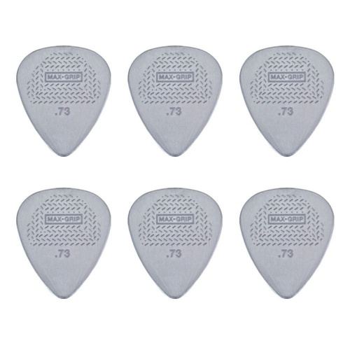 6 x Dunlop Max Grip Nylon 0.73mm Gauge Grey Guitar Picks Free Post