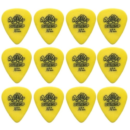 12 x Dunlop Tortex Standard 0.73mm Yellow Guitar Picks