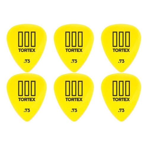6 x Jim Dunlop Tortex TIII Yellow .73mm Guitar Picks T3 USA 462R