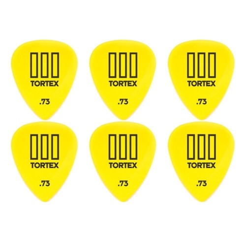 6 x Jim Dunlop Tortex TIII Yellow .73mm Guitar Picks T3 USA 462R