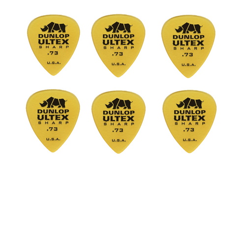 6x Dunlop Ultex Sharp .073 Gauge Guitar Picks 6 Pack