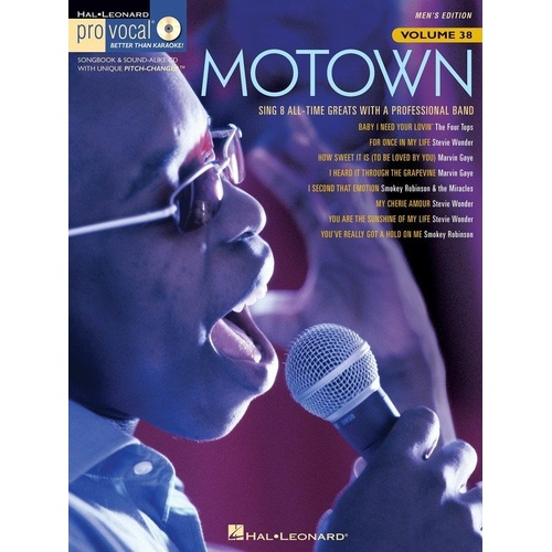 Motown Pro Vocal Men's Edition V38 BK/CD with 8 Classic Songs and Backing Tracks