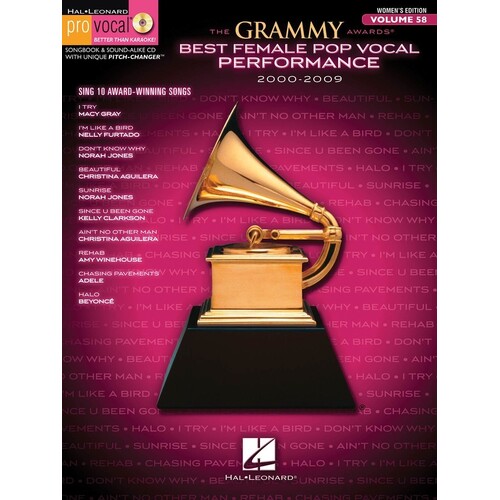 Grammy Awards Female Pop 00-09 Pro Vocal V58 Book/ (Softcover Book/CD)