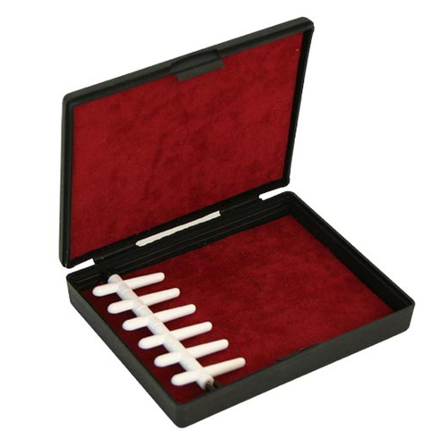 Oboe Reed Case for 6 Reeds - Compact Black Plastic with Red Felt Interior
