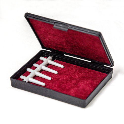 Bassoon Reed Case for 4 Reeds - Compact Black Plastic with Red Felt Interior and Movable Holders