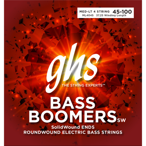 GHS ML4045 Bass Boomers 45-100 Medium Light Bass Strings 6-Pack