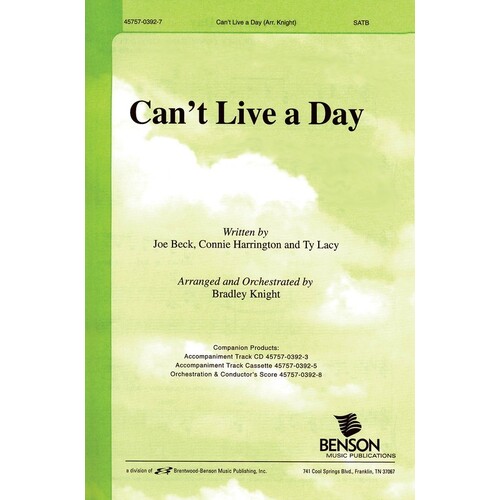 Cant Live A Day SATB