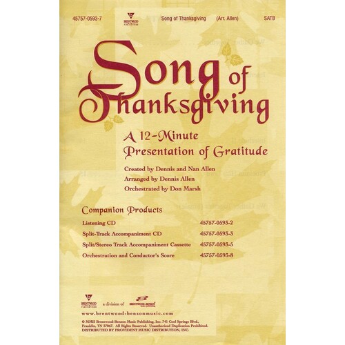 Song Of Thanksgiving SATB