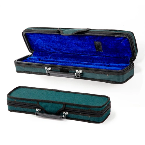 Economy Flute Case with Dark Green Cover - Multi-Ply, Form-Fitted Interiors, Comfortable Handle, Made in China