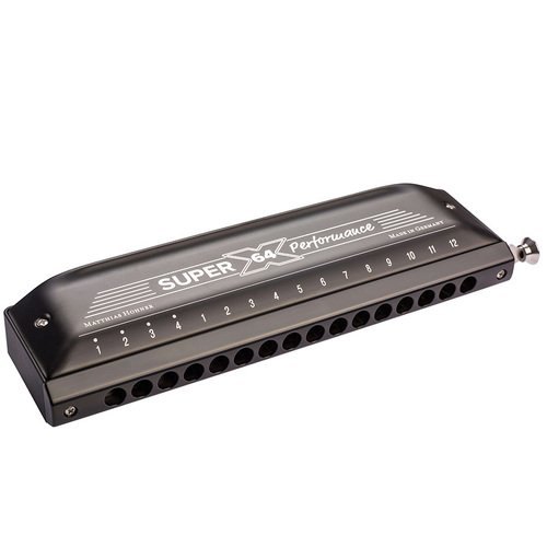 Hohner Super 64X Professional Chromatic Harmonica, Key of C, 16 Holes, 4 Octaves, Brass Reed Plates, Nylon Case, SilentSlide System
