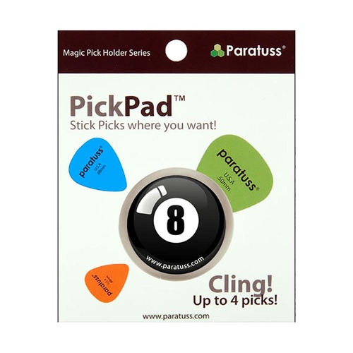 PickPad Pick Holder for Guitar - Eight Ball Design, Holds 4 Picks, 30mm Diameter, Heavy Duty, Easy Clean, No Adhesive Residue