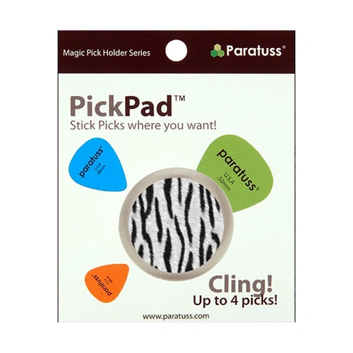 PickPad Pick Holder for Guitar - White Tiger, Holds 4 Picks, Heavy Duty, Detachable, Easy to Clean, 30mm Diameter