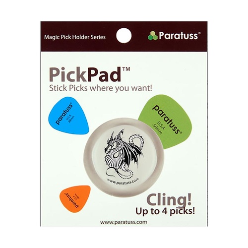 PickPad Heavy Duty Pick Holder Wyvern for Guitar - Holds 4 Picks, 30mm Diameter, Easy Clean, No Residue Adhesive