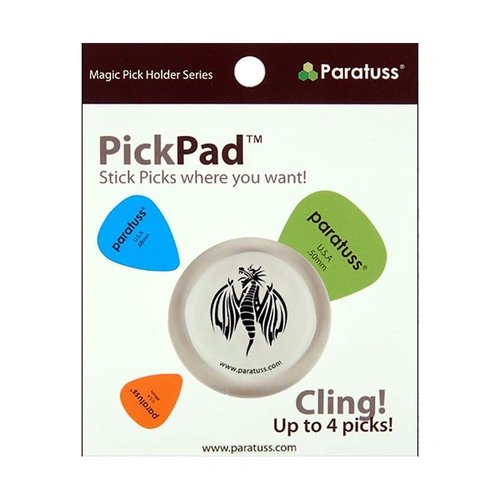 PickPad Pick Holder Dragon 2 - Holds 4 Picks, Detachable, Heavy Duty, Easy to Clean, 30mm Diameter, For Guitar Finishes