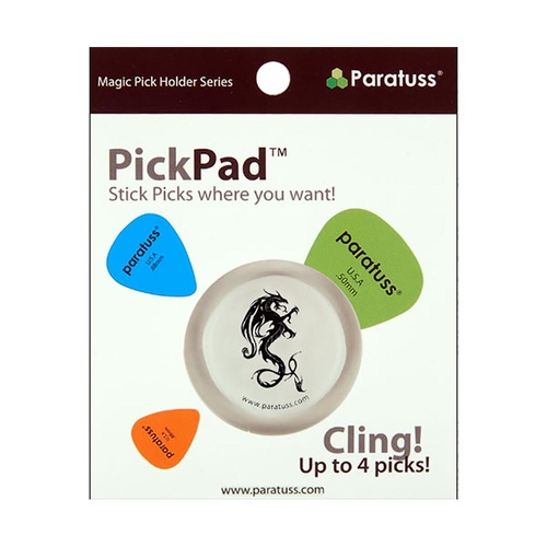 PickPad Pick Holder Dragon 3 - Holds 4 Picks, Heavy Duty Adhesive, Easy to Clean, 30mm Diameter, Ideal for Polyurethane or Shellac Finishes