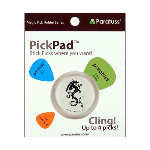 PickPad Pick Holder Dragon 3 - Holds Up to 4 Picks, Easy to Clean, Non-Detachable, 30mm Diameter, Compatible with Various Guitar Finishes