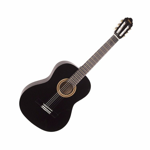 Valencia Nylon String Guitar 4/4 Full Size Black Ideal Beginner Guitar