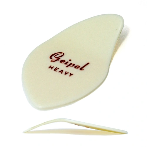 Bass Pick with Fin - Cream - Heavy Gauge - Pack of 12 - Made in Germany