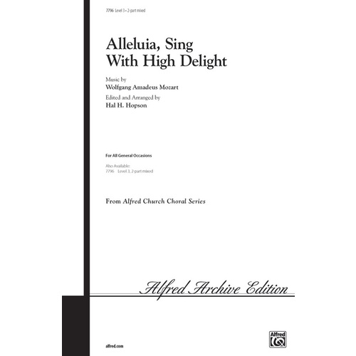 Alleluia Sing with High 2 Pt Arr Hopson Choral Sheet Music