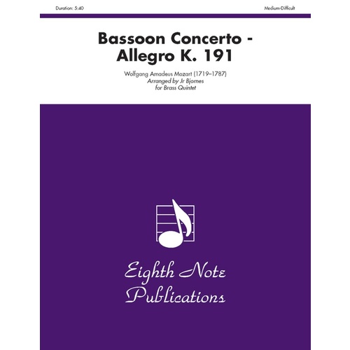 Bassoon Concerto - Allegro K. 191 for Brass Quintet