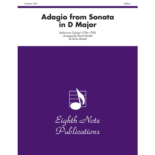 Adagio From Sonata In D Major Brass Quintet