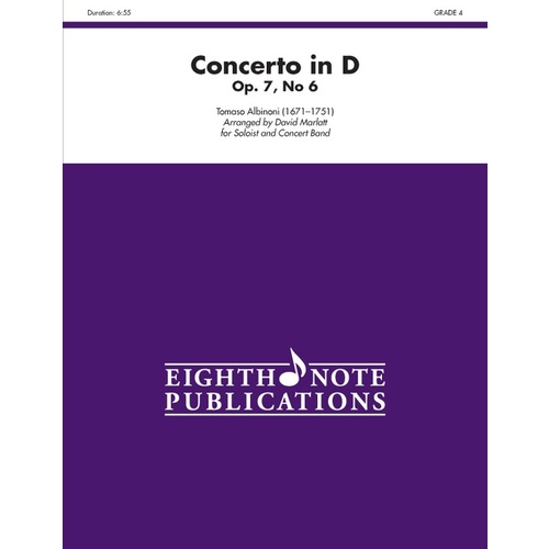 Concerto in D - Op. 7 No. 6 for Soloist and Concert Band Grade 4 Sheet Music
