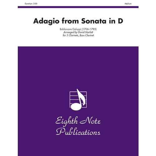 Adagio from Sonata in D for 3 Clarinets and Bass Clarinet Sheet Music