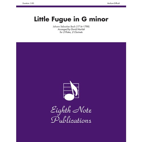 Little Fugue In G Minor 2 Flutes 2 Clarinets