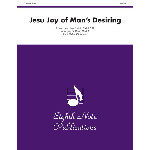 Jesu Joy Of Mans Desiring 2 Flutes 2 Clarinets