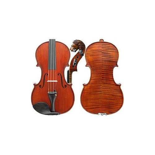 Gliga Vasile Violin with Lion Head Scroll - Carpathian Spruce Top, Solid Maple Back, Ebony Components, Stradivari Pattern, Hand Applied Varnish