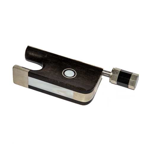 Ebony Viola Bow Frog with Pearl Eye and 3-Part Button Screw