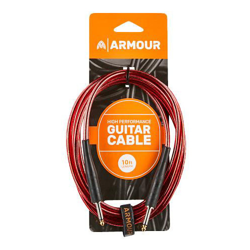 Armour GC10R 10Ft Guitar Lead Transparent Red