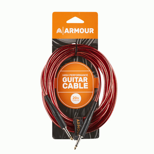 Armour GC20R 20Ft Guitar Lead Transparent Red