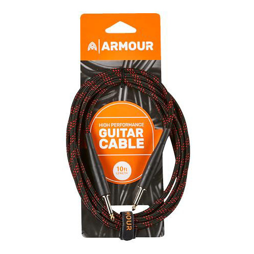 Armour GW10R 10Ft Guitar Lead Woven Red Stripe