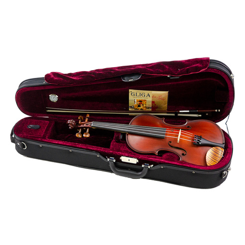 St Romani II by Gliga Violin Outfit with Clarendon - 4/4, Solid Wood, Flamed Maple Chinrest, Ebony Fingerboard, Wittner Tailpiece, FPS Dart Case