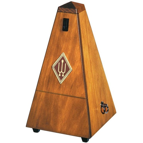 Wittner 810 Series Solid Wood Metronome with Bell, Mat Silk Walnut Finish, Mechanical, Made in Germany