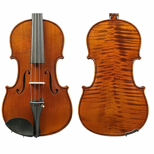 Gliga Vasile Maestro Guarneri Violin with Solid Spruce Top and Maple Back, Ebony Fingerboard and Tailpiece, Antique Oil Varnish, Made in Romania